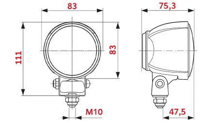 FARO DA LAVORO PER TRATTORE TONDO H3 HELLA ALOGENA