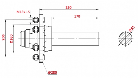 AXĂ SEMI 3000 KG L.250 MM