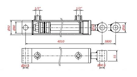 HYDRAULISK SYLINDER FOR TREKKING - HULL 80/50-3800