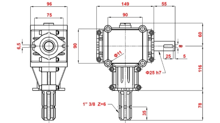 KAMPINIS PAVARŲ DĖŽĖ PTO 1:2.88 (10AG-7KW)