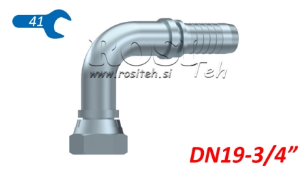 HIDRAULINĖ SĄSAJA BSP MOTERIS ELBOW 90° DN19-3/4