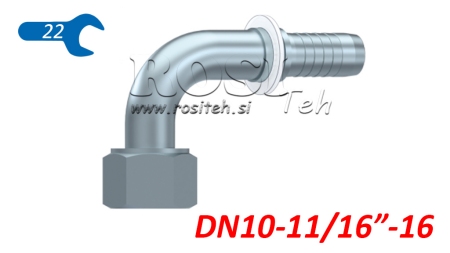 HIDRAULINĖ SĄSAJA DKORFS Moteriškas Alkūnė 90° DN10-11/16-16