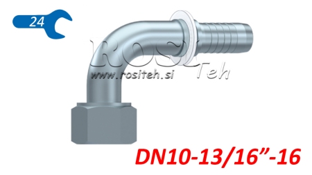 HIDRAULINĖ SĄSAJA DKORFS Moteriškas Alkūnė 90° DN10-13/16-16