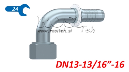 HIDRAULINĖ SĄSAJA DKORFS Moteriškas Alkūnė 90° DN13-13/16-16