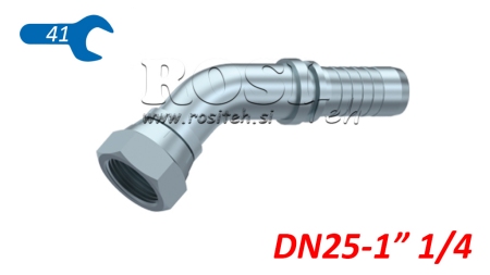 HIDRAULINĖ SĄSAJA BSP MOTERIS ELBOW 45° DN25-1 1/4