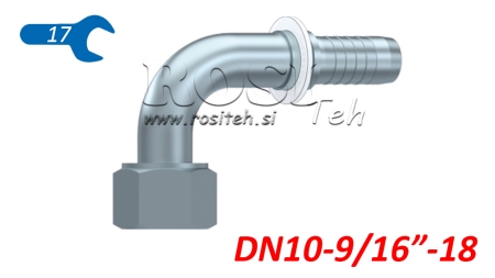 HIDRAULINĖ SĄSAJA DKORFS MOTERŲ ELBOW 90° DN10-9/16-18