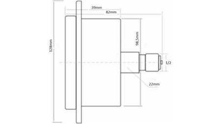 MANOMETRAS DN100 GALINIS 0 - 40 BAR - 1/2-dimensions