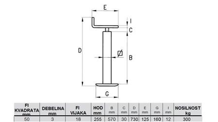LEGGIO DI SUPPORTO A VITE (ALTEZZA 730mm - CORSO 255mm) - 300KG