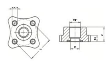 CONECTOR DE HOSE 3/4 - FLANȘĂ PLATĂ fi 50