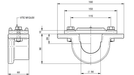 SOPORTE PARA CILINDRO TELESCÓPICO FI55-A