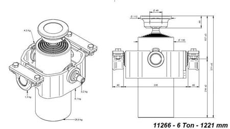 CYLINDER TELESKOPOWY KOMPAKTOWY 6 STOPNI 1221mm x125 -KULKA