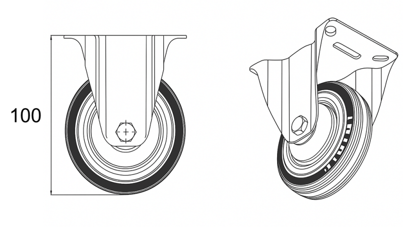 ROUE 75mm AVEC BASE FIXE