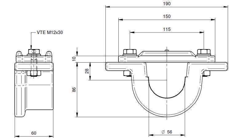 SOPORTE PARA CILINDRO TELESCÓPICO FI55-A