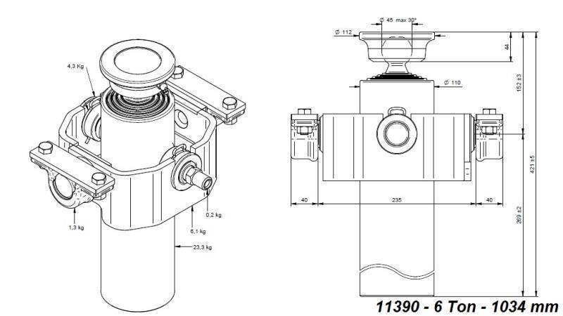 TELESCOPINIS CILINDRAS KOMPAKTINIS 4 LAIPSNIŲ 1034mm x110 -BULIUS